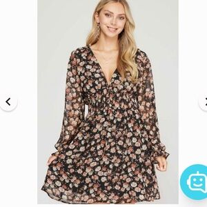 She and Sky Black Floral Dress